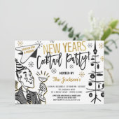 Retro New Years Cocktail Party Invitation (Debout devant)