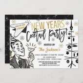 Retro New Years Cocktail Party Invitation (Devant / Derrière)