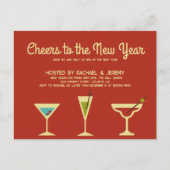 Retro New Years Eve Party Uitnodiging Briefkaart (Voorkant)
