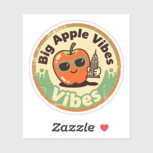 Retro New York_ Apple met Empire State Building Sticker (Vel)