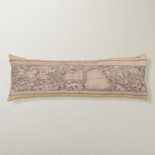 Retro New York City Central Park Map 1880s Pillow Lichaamskussen (Voorkant)