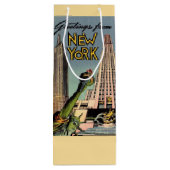 Retro New York City Groet Wijn Cadeautas (Achterkant)