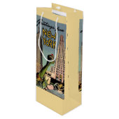 Retro New York City Groet Wijn Cadeautas (Voorkant Gekanteld)