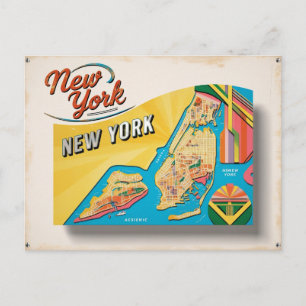 Retro New York City Ouderwets Briefkaart