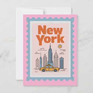 Retro New York City Reis Minimalistische Silhouett Briefkaart