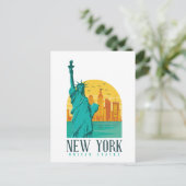  Retro New York Skyline Briefkaart (Staand voorkant)