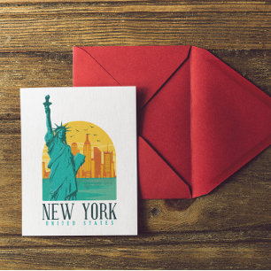  Retro New York Skyline Briefkaart