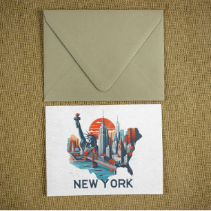 Retro New York skyline silhouet Briefkaart