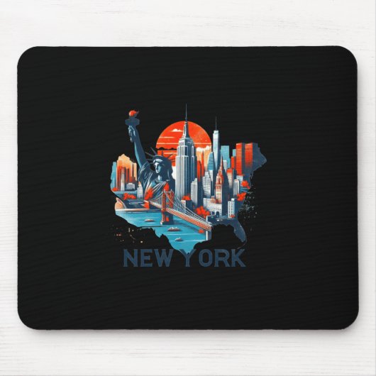 Retro New York Skyline Silhouette  Muismat (Voorkant)