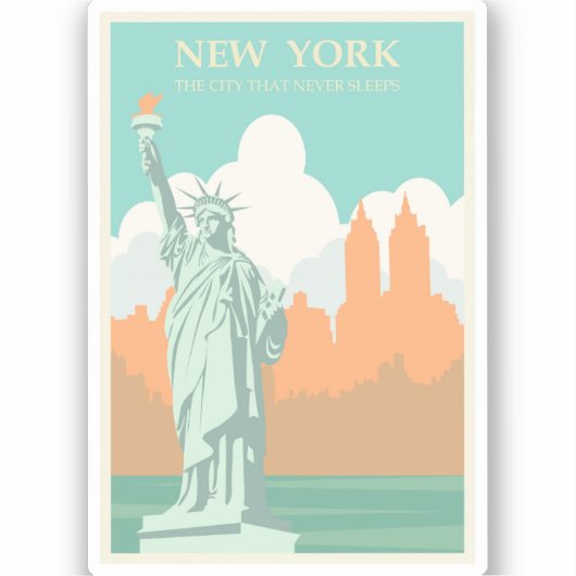 Retro New York Vrijheidsbeeld Sticker (Voorkant)