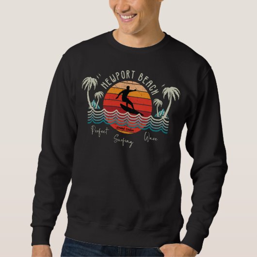 Retro Newport Beach Surfen Trui (Voorkant)
