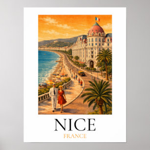 Retro Nice Côte d'Azur Promenade des Anglais Uitzi Poster