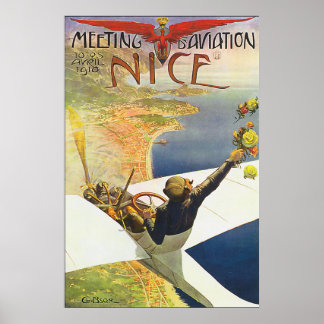 Retro Nice Frankrijk van bovenaf Poster