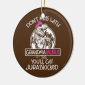 Retro niet met grootmasaurus... keramisch ornament (Links)