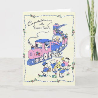 Retro Nieuwe Baby Gefeliciteerd Kaart