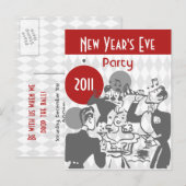 Retro Nieuwjaarsfeest Briefkaart (Voorkant / Achterkant)