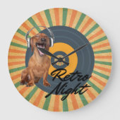Retro Night Dog Muziek Grote Klok (Voorkant)