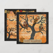 Retro Night Owls Halloween Invitation Kaart (Voorkant / Achterkant)