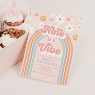 Retro Nine is a Vibe Rainbow 9e Verjaardag Kaart