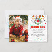 Retro Noël Anniversaire Photo Carte de remerciemen (Devant)
