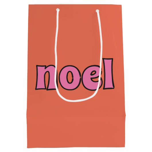 Retro Noel Bericht jaren '70 Lettering Roze Sinaas Medium Cadeauzakje (Achterkant)