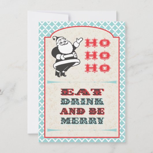 Retro Noël Cocktail fêtes Invitations (Dos)