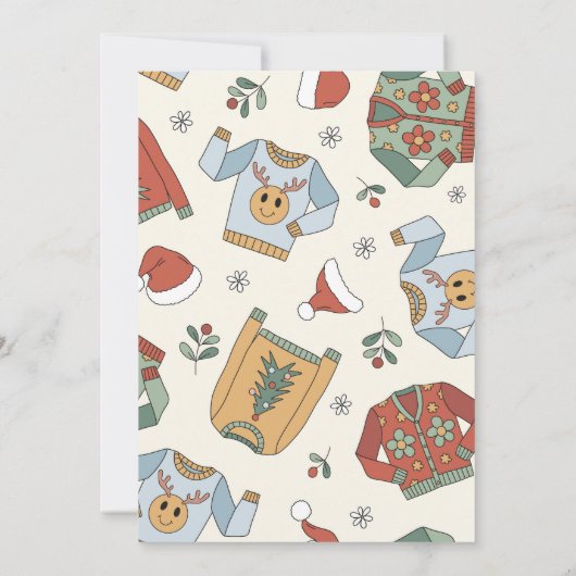 Retro Noël laid Sweater Party Invitation (Dos)