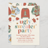 Retro Noël laid Sweater Party Invitation (Devant / Derrière)