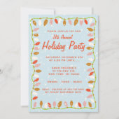 Retro Noël Lumières Fête Invitation (Devant)