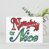 Retro Noël, Naughty ou Nice Party Invitation (Debout devant)