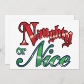 Retro Noël, Naughty ou Nice Party Invitation (Devant / Derrière)