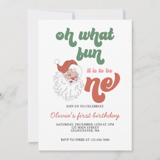 Retro Noël Père Noël Invitation d'anniversaire (Devant)