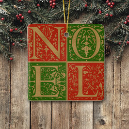 Retro Noel Red en Green Decorative Holiday Keramisch Ornament