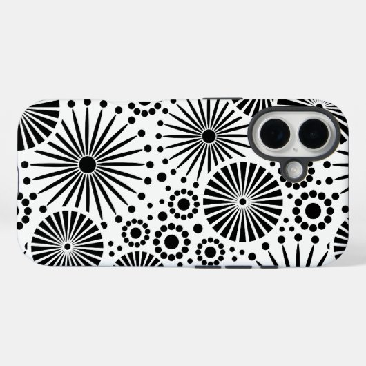 Retro noir fleurs blanches iPhone 5 Coque (Verso (horizontal))