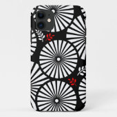 Retro noir fleurs blanches iPhone 5 Coque (Dos)