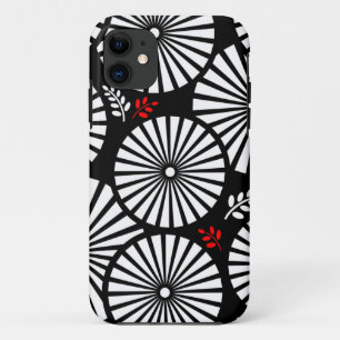 Retro noir fleurs blanches iPhone 5 Coque