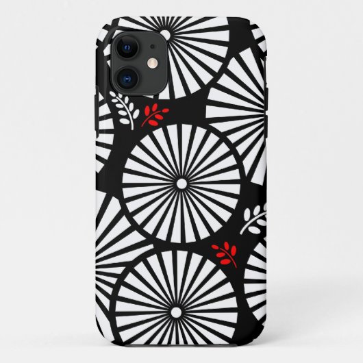 Retro noir fleurs blanches iPhone 5 Coque (Dos)