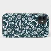 Retro noir fleurs blanches iPhone 5 Coque (Dos (Horizontal))