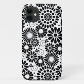 Retro noir fleurs blanches iPhone 5 Coque (Dos)