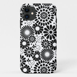 Retro noir fleurs blanches iPhone 5 Coque