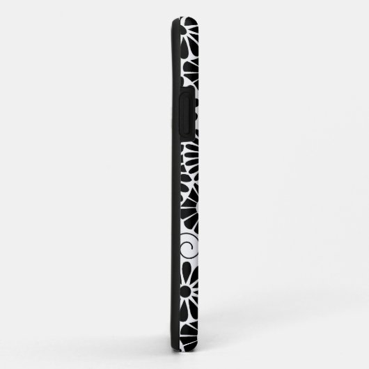 Retro noir fleurs blanches iPhone 5 Coque (Dos/Droite)