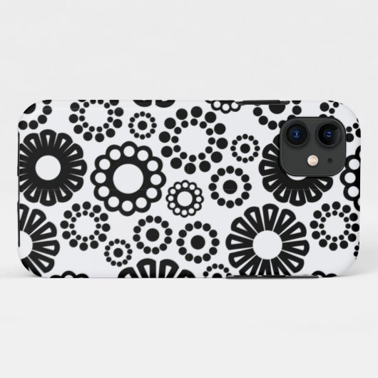 Retro noir fleurs blanches iPhone 5 Coque (Dos (Horizontal))