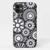 Retro noir fleurs blanches iPhone 5 Coque (Dos)