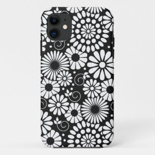 Retro noir fleurs blanches iPhone 5 Coque