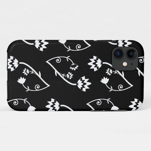 Retro noir fleurs blanches iPhone 5 Coque (Dos (Horizontal))