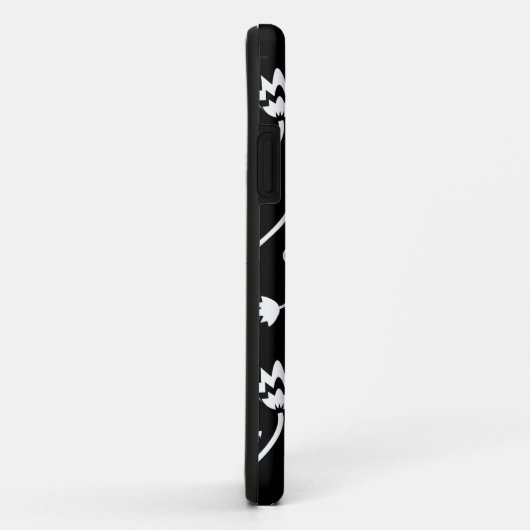 Retro noir fleurs blanches iPhone 5 Coque (Dos/Droite)