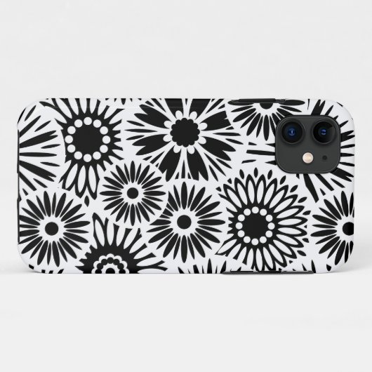 Retro noir fleurs blanches iPhone 5 Coque (Dos (Horizontal))
