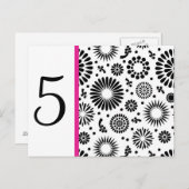 Retro noir fleurs blanches Table Numéro Carte post (Devant / Derrière)