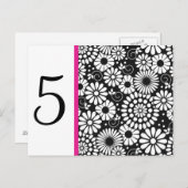 Retro noir fleurs blanches Table Numéro Carte post (Devant / Derrière)