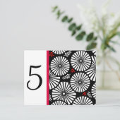 Retro noir fleurs blanches Table Numéro Carte post (Debout devant)